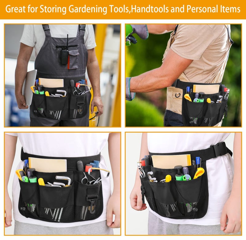 Geboor Gardening Tool Waist Bag Belt Heavy Duty Oxford Tool Apron with 7 Pockets of Different Sizes and Depth (Black) - Image 5